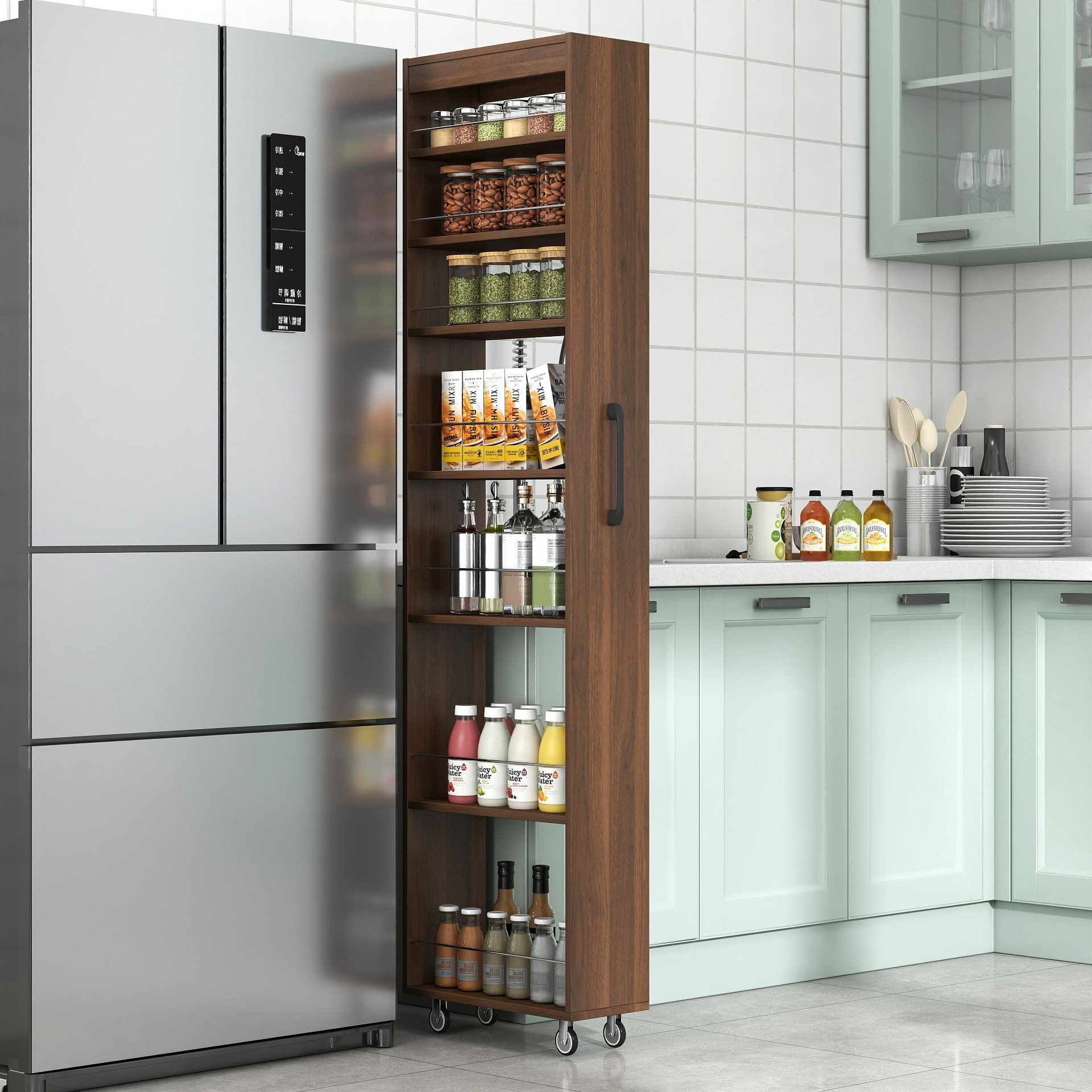 7.8”+Slim+Pull-Out+Pantry+